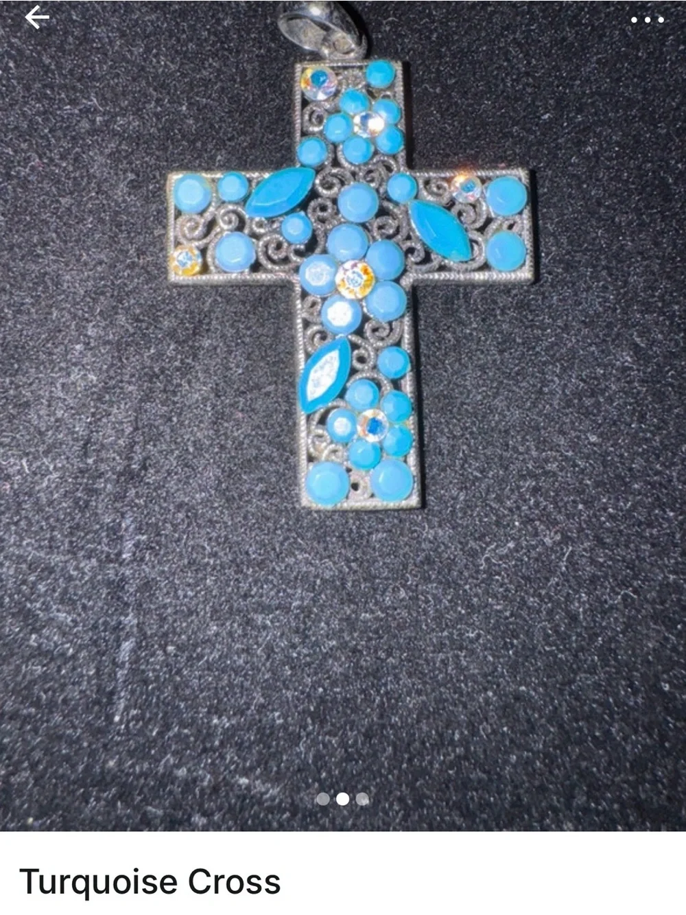 Turquoise Floral Cross Pendant